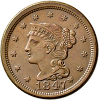 Vereinigte Staaten Von Amerika: 1847 N1 Large Cent Choice Medium Brown Large Cent With Hard Surfaces - Andere & Zonder Classificatie