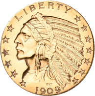 Vereinigte Staaten Von Amerika - Anlagegold: 5 Dollars 1909 D (Half Eagle - Indian Head), KM# 129, F - Andere & Zonder Classificatie