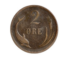 Dänemark: Christian IX. 1863-1906: 2 Öre 1887 CS. KM# 793.1, Seltener Jahrgang, Sehr Schön. - Denmark