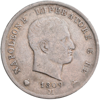 Italien: Napoleon I. 1804-1814: 5 Lire 1809 M, Milano, Montenegro 220, Davenport 202, 24,72 G, Kratz - 1861-1878 : Victor Emmanuel II