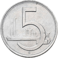 Tschechoslowakei: 5 Kronen (Koruna) 1952 RR !, Nicht Ausgegeben, KM# 34, Novotny 42a, Aluminium, Vor - Czechoslovakia