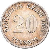 Umlaufmünzen 1 Pf. - 1 Mark: 20 Pfennig 1876 D, Jaeger 5, Kratzer, Fast Vorzüglich. - Taler & Doppeltaler