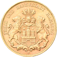 Hamburg: Freie Und Hansestadt: 20 Mark 1913 J, Letzter Jahrgang, Jaeger 212. 7,98 G, 900/1000 Gold, - Gold Coins