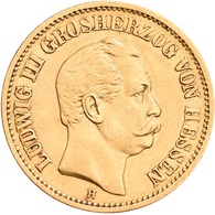 Hessen: Ludwig III. 1848-1877: 20 Mark 1873 H, Jaeger 214, 7,94 G, 900/1000 Gold, Sehr Schön. - Monete D'oro