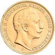 Preußen: Wilhelm II. 1888-1918: 20 Mark 1905 J, Jaeger 252. 7,97 G, 900/1000 Gold. Kleine Randfehler - Monedas En Oro