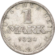 Weimarer Republik: Lot 2 Münzen: 1 Mark 1924 G, Jaeger 311; 3 Mark 1924 D, Jaeger 312, Beide Sehr Sc - Other & Unclassified