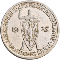 Weimarer Republik: Lot 2 Stück: 5 Reichsmark 1925 E Und 3 Reichsmark 1925 E, Rheinlande, Jaeger 322 - Andere & Zonder Classificatie