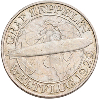 Weimarer Republik: Lot 2 Münzen: 3 Reichsmark 1930 E, Graf Zeppelin, Jaeger 342 + 5 Reichsmark 1930 - Altri & Non Classificati