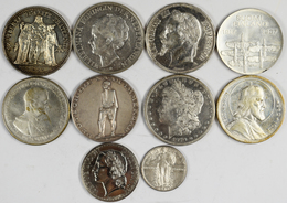 Alle Welt: Kleine Schachtel Mit 10 Münzen/Medaillen, 9 Davon Silber Um 1900. - Other & Unclassified