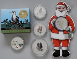 Australien: Kleines Lot 5 Silbermünzen: 1 OZ 2006 Jahr Des Hundes; 1 + 2 OZ Kookaburra 2006; 1 OZ Ko - Otros & Sin Clasificación