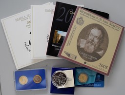 Euromünzen: Kleines Los Mit 2 X KMS Slowenien 2007; KMS Malta 2005; 1+2 Euro Monaco 2001/2003; 2 Eur - Otros & Sin Clasificación