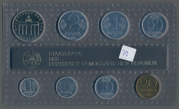 DDR: Partie Von 3 Kursmünzsätzen Von 1 Pfennig Bis 5 Mark (Brandenburger Tor) Der Jahrgänge 1987, 19 - Other & Unclassified