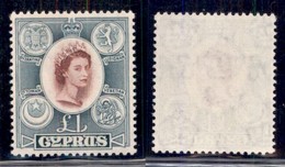 CIPRO - 1955 - 1 Sterlina Elisabetta II (178) - Gomma Integra (55) - Altri & Non Classificati