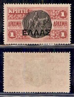 CRETA - 1909 - 1 Dracma Zeus Soprastampato (62) - Gomma Originale (80) - Autres & Non Classés