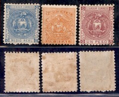 ECUADOR - 1872 - Stemma (5 I/7) - Tre Valori - Gomma Originale (65) - Otros & Sin Clasificación