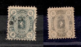 FINLANDIA - 1875 - 8 Penni Cifra Nei 4 Angoli (14Ay) - Usato (100) - Autres & Non Classés