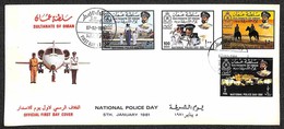 OMAN - 1981 - Giornata Nazionale Della Polizia (208/211) - Serie Completa Su Busta FDC - Other & Unclassified