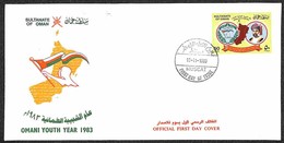 OMAN - 1983 - 50 Baisa Giornata Della Gioventu (254) - Su Busta FDC - Other & Unclassified