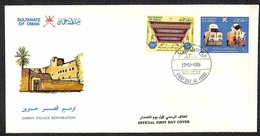 OMAN - 1985 - Palazzo Jabrin (273/274) - Serie Completa Su Busta FDC - Other & Unclassified