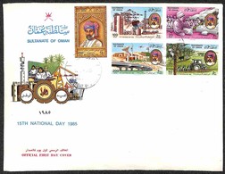 OMAN - 1985 - Giornata Nazionale (279/283) - Erie Completa Su Busta FDC - Other & Unclassified