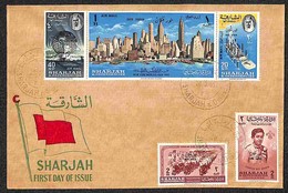 SHARJAH - KHOR FAKKAN - 1965 - Scout + FIera New York (7/8 + 19/21) - Le Due Serie Complete Su Busta FDC - Altri & Non Classificati