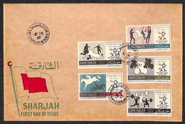 SHARJAH - KHOR FAKKAN - 1965 - Giochi Pan-Arab (33/37) - Serie Completa Su Busta FDC - Altri & Non Classificati