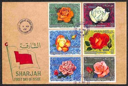 SHARJAH - KHOR FAKKAN - 1966 - Rose (54/59) - Serie Completa Su Busta FDC - Altri & Non Classificati