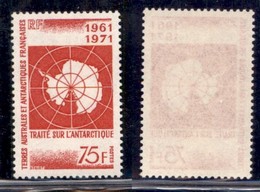 TERRE AUSTRALI E ANTARTICHE FRANCESI - 1971 - 75 Franchi 10 Anni Trattato Sull'Antartide (67) - Gomma Integra (40) - Other & Unclassified