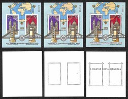 UNGHERIA - 1989 - Foglietti 100 Anni IPU (block 202A+B + 202 AI) - I Tre Foglietti Dell'emissione - Gomma Integra (134) - Other & Unclassified