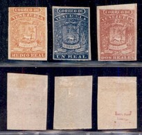 VENEZUELA - 1859 - Stemma (1 IId + 2 II+ 3 IIa) - Tre Valori Tiratura Locale - Gomma Originale (90) - Autres & Non Classés