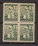 Slovensko - 1939 - N°Yv. 42 - Paysanne 2k Vert  - Bloc De 4 - Neuf Luxe ** / MNH / Postfrisch - Nuevos