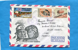 MARCOPHILIE-Lettre-NLLE CALEDONIE >Françe-cad-Tontouta-aéroport-1977-3-stamps N°369 Coquillage407 Insect-agrianome+a177 - Covers & Documents
