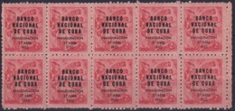 1950-220 CUBA REPUBLICA 1950 Ed.435 2c HABILITACION BANCO NACIONAL BLOCK 10 ORIGINAL GUM. - Unused Stamps