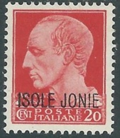1941 ISOLE JONIE EFFIGIE 20 CENT MH * - UR45-6 - Ionian Islands