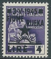 1945 OCCUPAZIONE JUGOSLAVA FIUME 4 LIRE SU 1 LIRA MNH ** - UR45-8 - Jugoslawische Bes.: Fiume