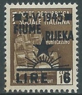 1945 OCCUPAZIONE JUGOSLAVA FIUME 6 LIRE SU 10 CENT MNH ** - UR45-8 - Occ. Yougoslave: Fiume