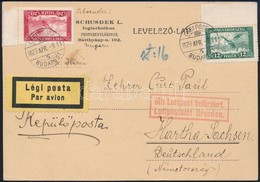 1929 Légi Levelezőlap Németországba - Other & Unclassified