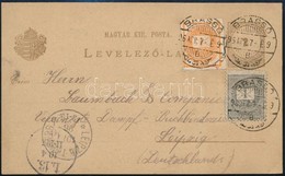 1896 Díjjegyes Levelezőlap 1kr Bélyeggel és Hírlapbélyeggel Kiegészítve Brassóból Németországba. Mindkét Bélyeget Megpró - Sonstige & Ohne Zuordnung