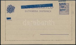 SHS 1918 Használatlan Díjjegyes Zárt Levelezőlap Ferde Felülnyomással. Ritka Nyomási Eltérés! Signed: Bodor - Altri & Non Classificati