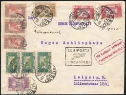 1925 Légi Levél 27.800K Ikarusz Bérmentesítéssel, BUDAPEST-MÜNCHEN Légi Irányító Bélyegzéssel Lipcsébe - Andere & Zonder Classificatie