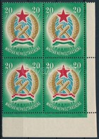 ** 1949 Alkotmány 20f ívsarki Négyes Tömb, 2 Bélyegben és Az ívszélen Makkos Vízjel (24.500) - Other & Unclassified