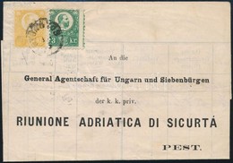 1874 Réznyomat Sárga 2kr + Képbe Fogazott 3kr Távolsági Levélen 'GYÖNGYÖS' - 'BUDAPEST' - Altri & Non Classificati