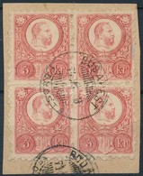 1871 Réznyomat 5kr Négyestömb 'BUDAPEST FŐPOSTA' - Andere & Zonder Classificatie