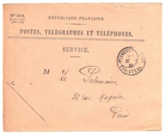 PLOUNEVEZ DU FAOU Finistère Enveloppe SERVICE N° 819 Franchise Ob 1930 Recette Distribution Cercle Pointillé Lautier B4 - Handstempel