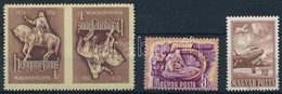 ** O 1950 Repülő 10Ft + 1951 Ötéves Terv II 5Ft Bélyegezve + 1956 Hunyadi Középen Vágott Fordított Pár Postatiszta - Autres & Non Classés