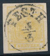 O 1850 1kr MP III. Sárga 'PESTH' Certificate: Steiner - Sonstige & Ohne Zuordnung