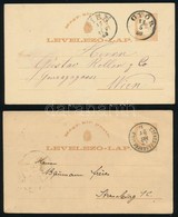1879 2 Db Használt Díjjegyes Levelezőlap Hátoldali Felülnyomással, Eltérő Papírszín - Autres & Non Classés