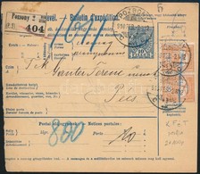 1910 Szállítólevél 'K.F.é.T.' Céglyukasztású Bélyegekkel (Lente 2 X 100p) 'POZSONY' - 'PÉCS' - Other & Unclassified