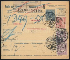 1910 Szállítólevél 2 Csomagról 1,70K Céglyukasztásos Kiegészítéssel / Parcel Card With Perfin Stamps - Otros & Sin Clasificación