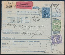 1913 Utánvételes Csomagszállító Turul 60f + 12f Bérmentesítéssel A Hátoldalán A Posta átadó Vevényével Egerből Stubnyafü - Otros & Sin Clasificación